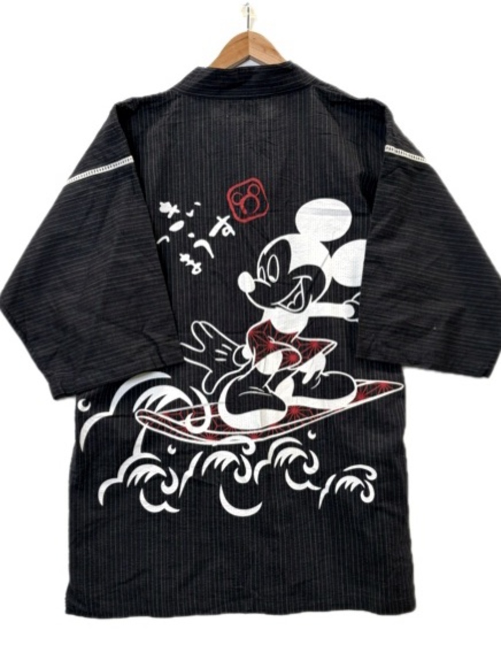 NWT Takihyo X Disney Mickey Mouse Surfer Kimono Robe Size Large Black Pinstripe